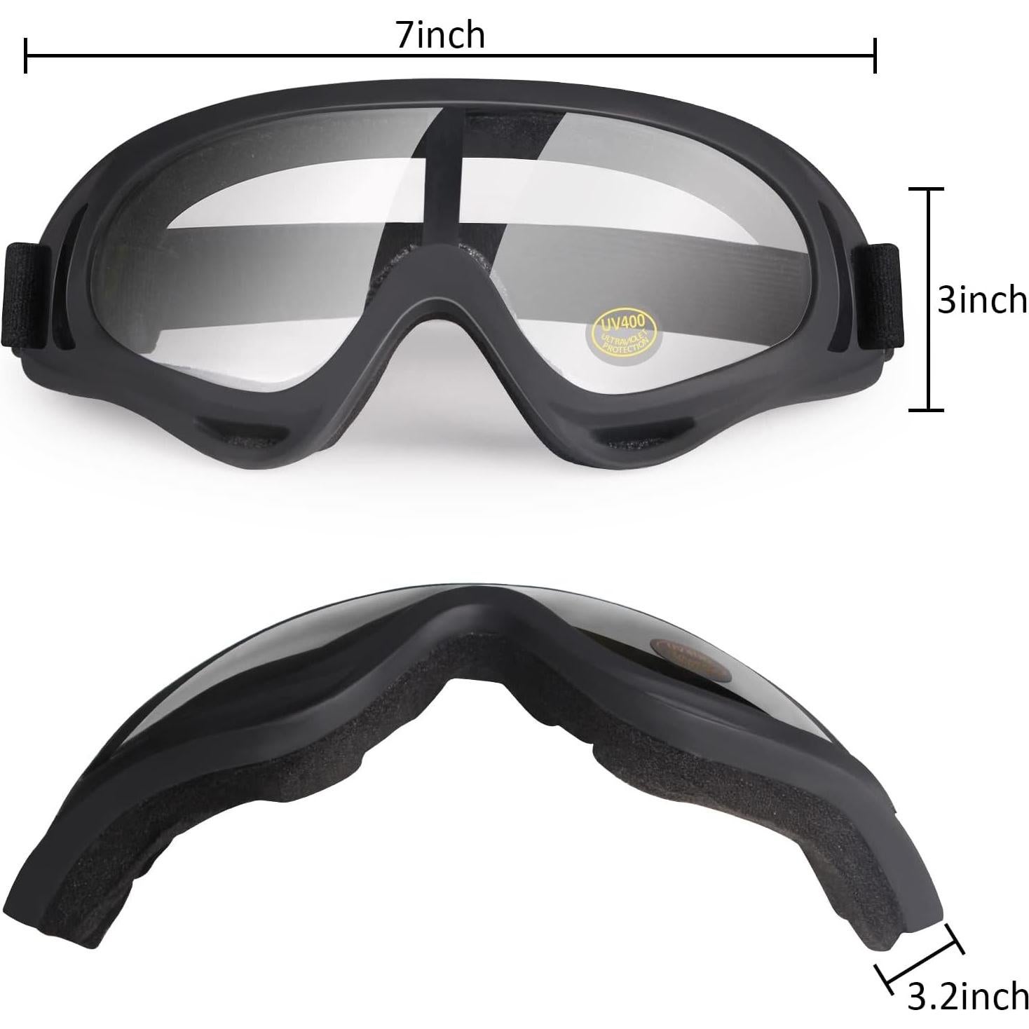 Clear Dirt Bike ATV Goggles Motorcycle Motocross Bike Riding UTV Off road Skiing Goggles Protective Eyewear Anti-Fog Dustproof Impact-Resistant Kids Youth Adult 2Pack/Clear