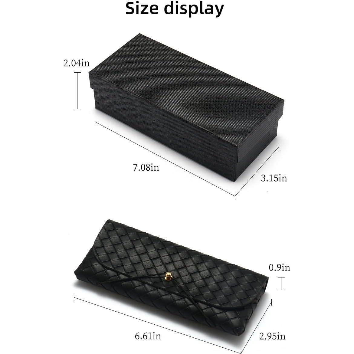 Funda de Gafas de Cuero Negro para Hombres y Mujeres