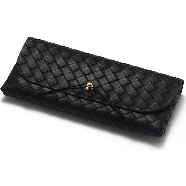 Funda de Gafas de Cuero Negro para Hombres y Mujeres
