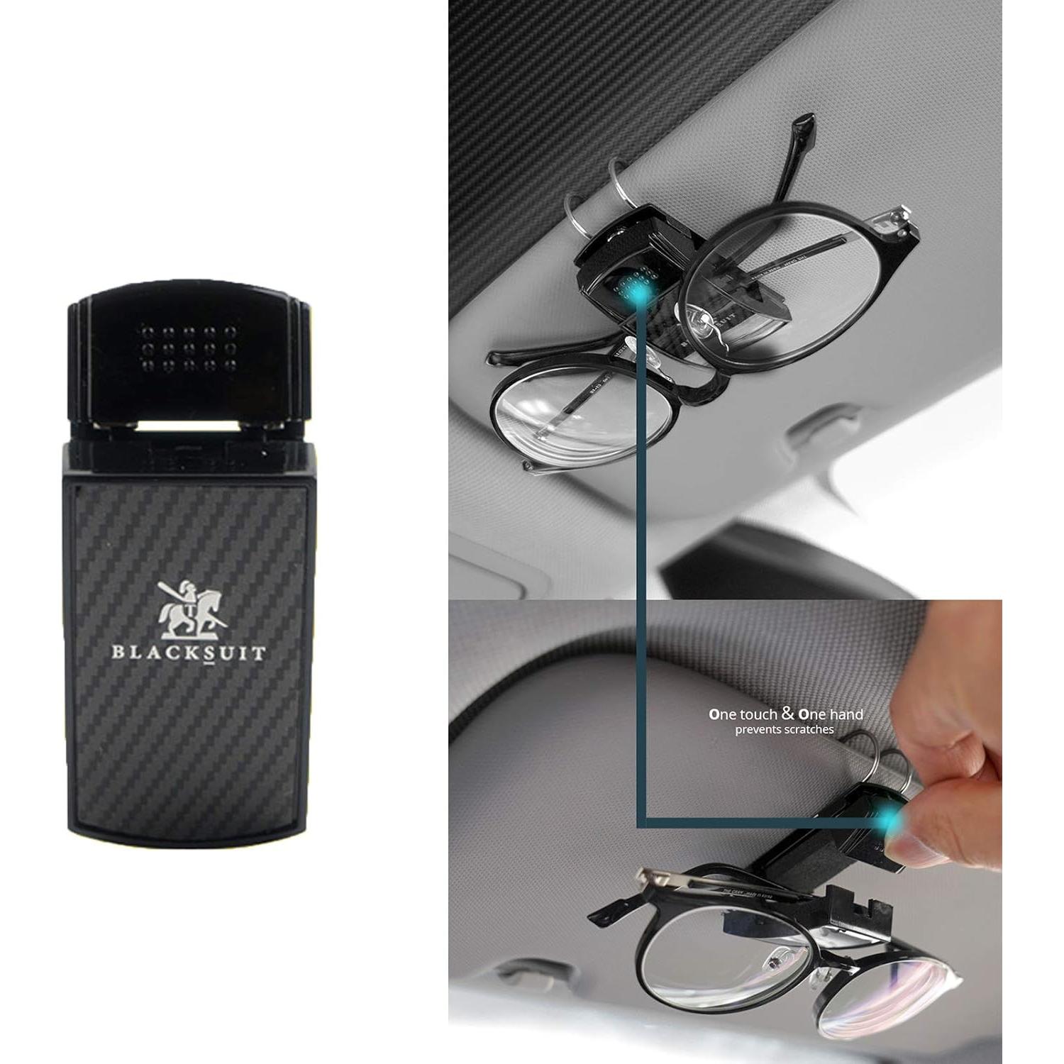 Clip de Gafas de Sol Blacksuit Carbono Real para Vehículos