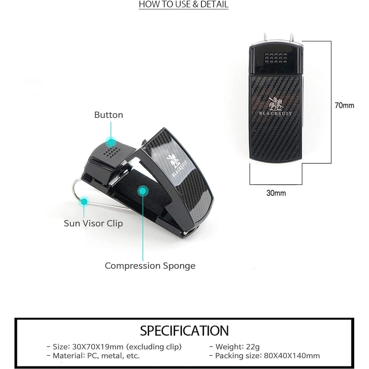 Clip de Gafas de Sol Blacksuit Carbono Real para Vehículos