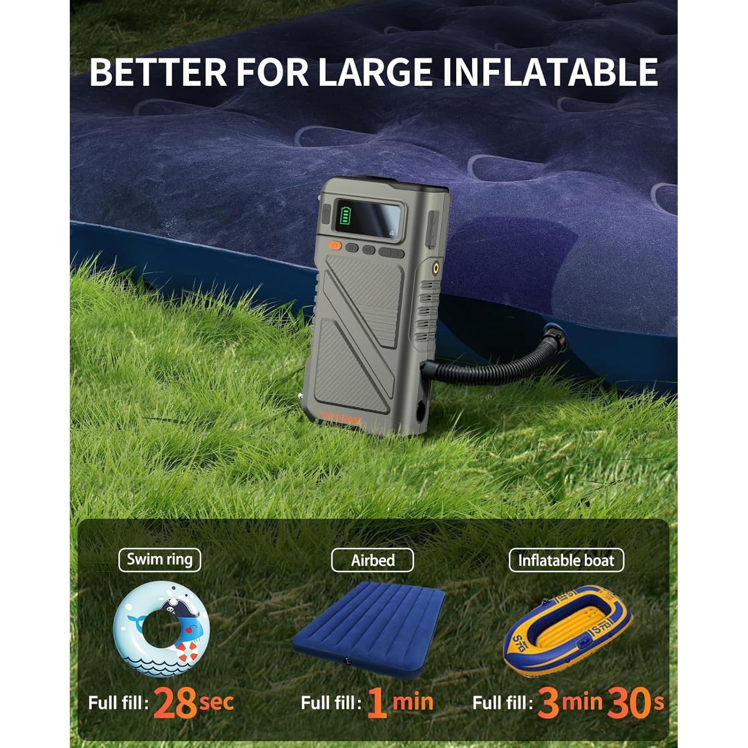 Arrancador de Coche Geeneu W150 8000A 9 en 1 con Compresor