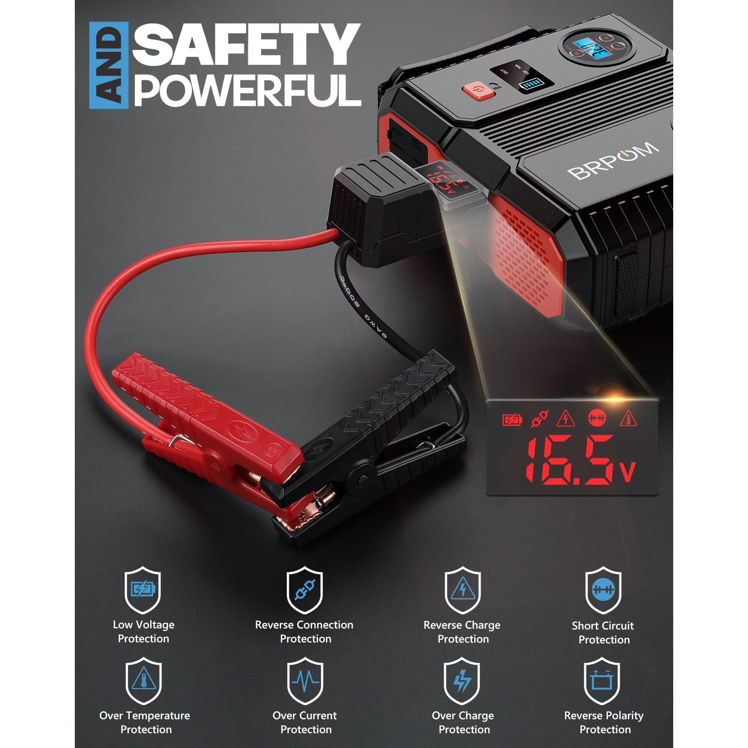 Arrancador de Coche BRPOM BM600 con Compresor 150PSI 8000A