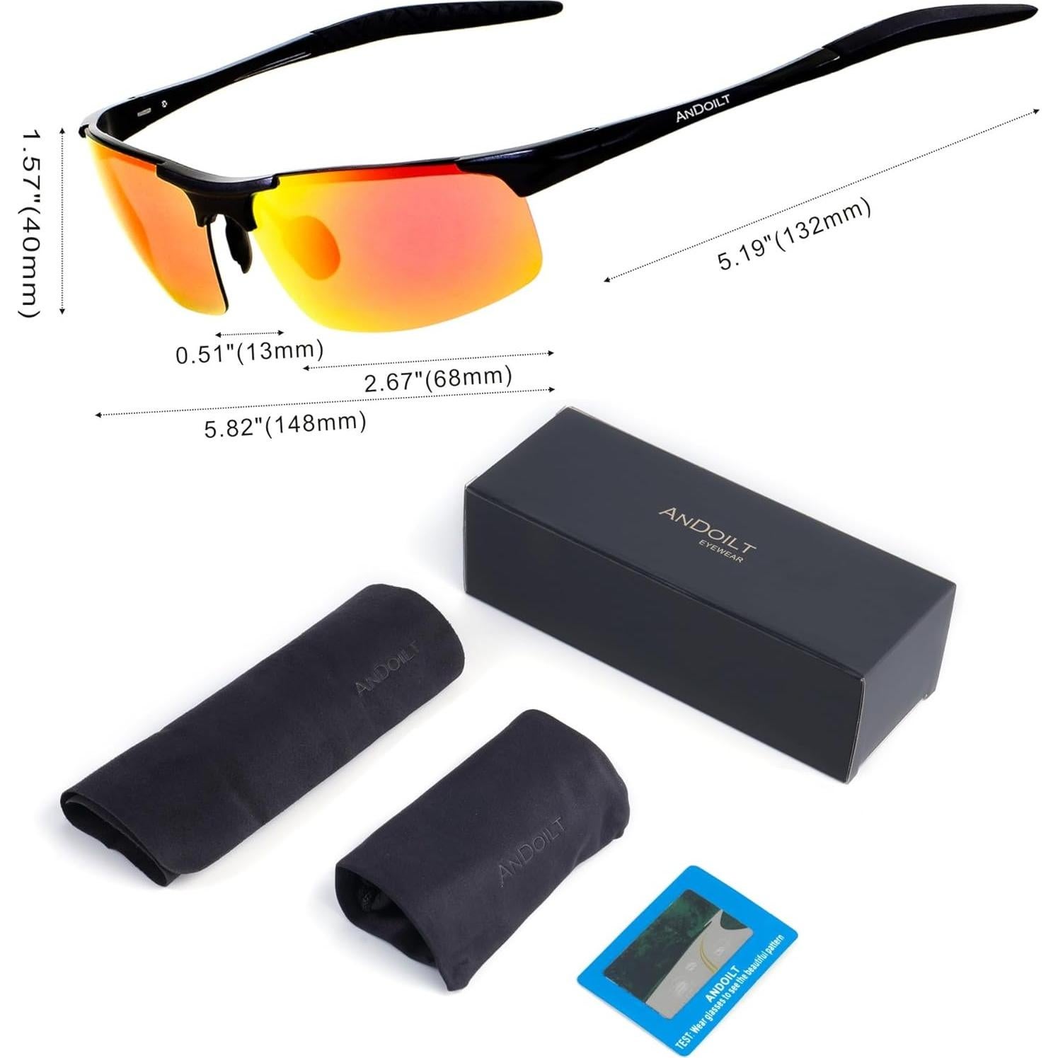 Gafas de Sol Deportivas ANDOILT Polarizadas UV400 Marco Negro
