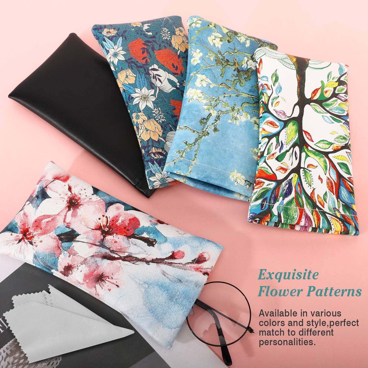 MoKo Squeeze Top Glasses Pouch, Portable Leather Soft Sunglasses Case Anti-Scratch Eyeglasses Bag Goggles Sleeve