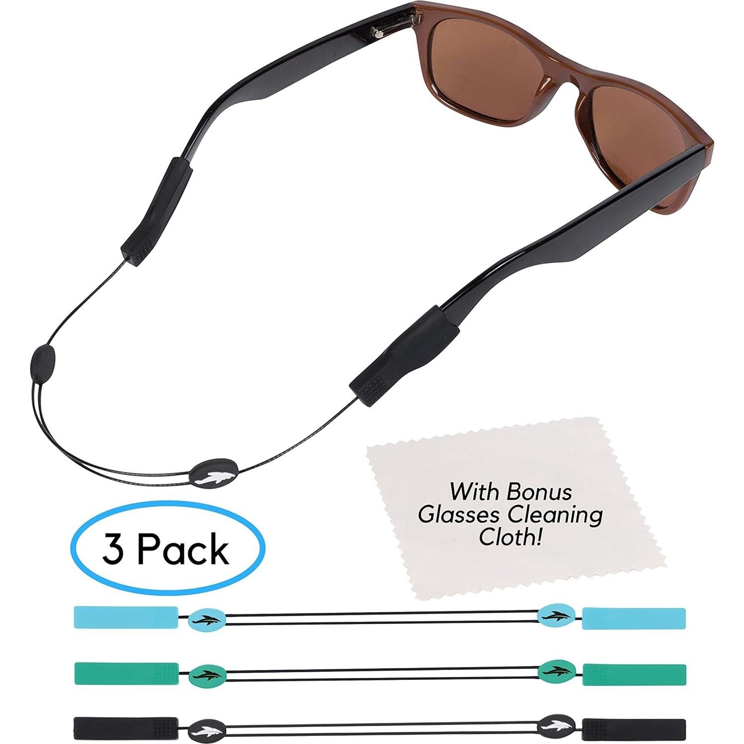 Correa Ajustable para Gafas - Paquete de 3 con Paño