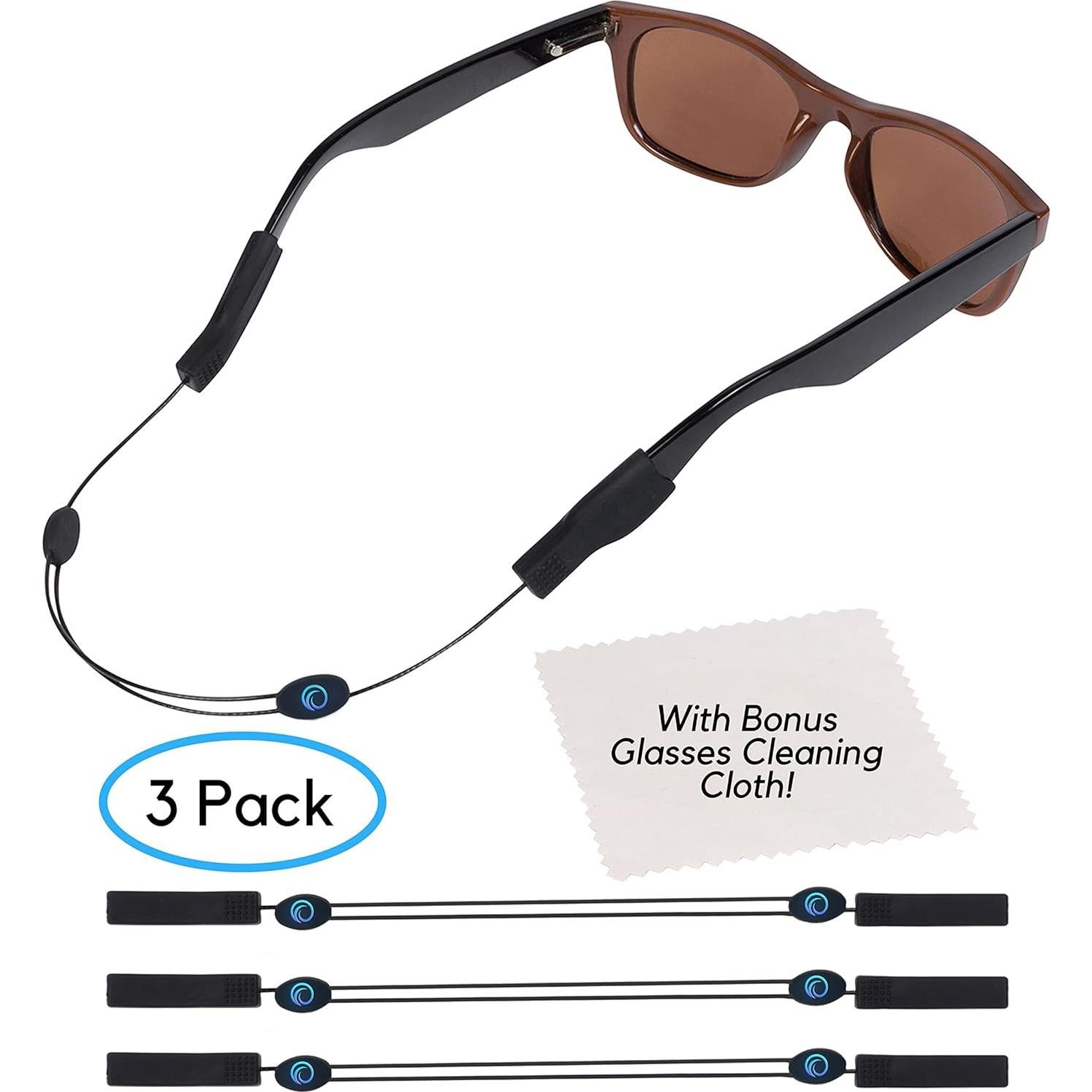 Correa Ajustable para Gafas - Paquete de 3 con Paño