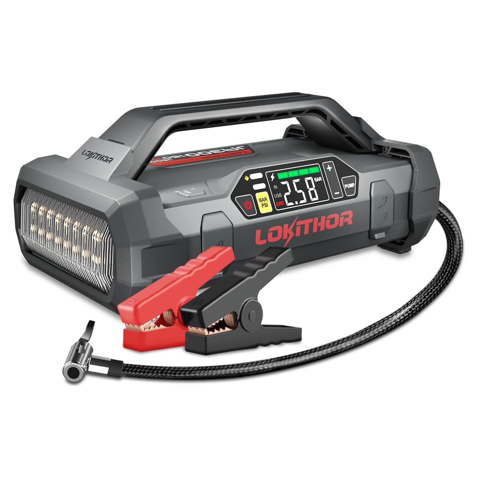 Arrancador de Salto LOKITHOR JA300 1500A con Compresor 150 PSI