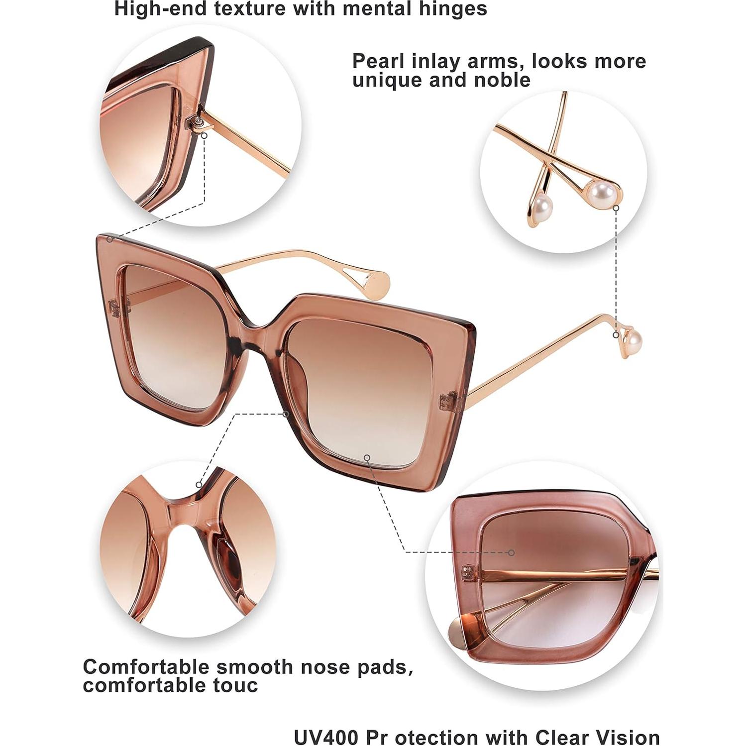 Gafas de sol FEISEDY cuadradas grandes UV400 para mujeres