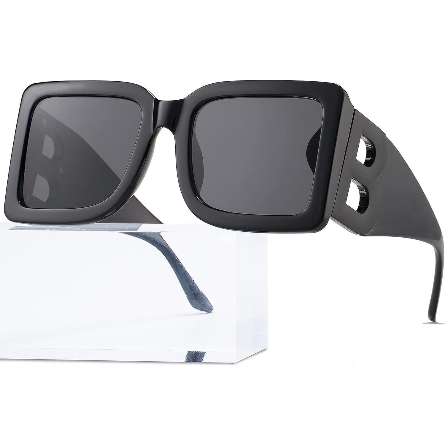 Gafas de sol cuadradas PORADAY UV400 unisex marco negro