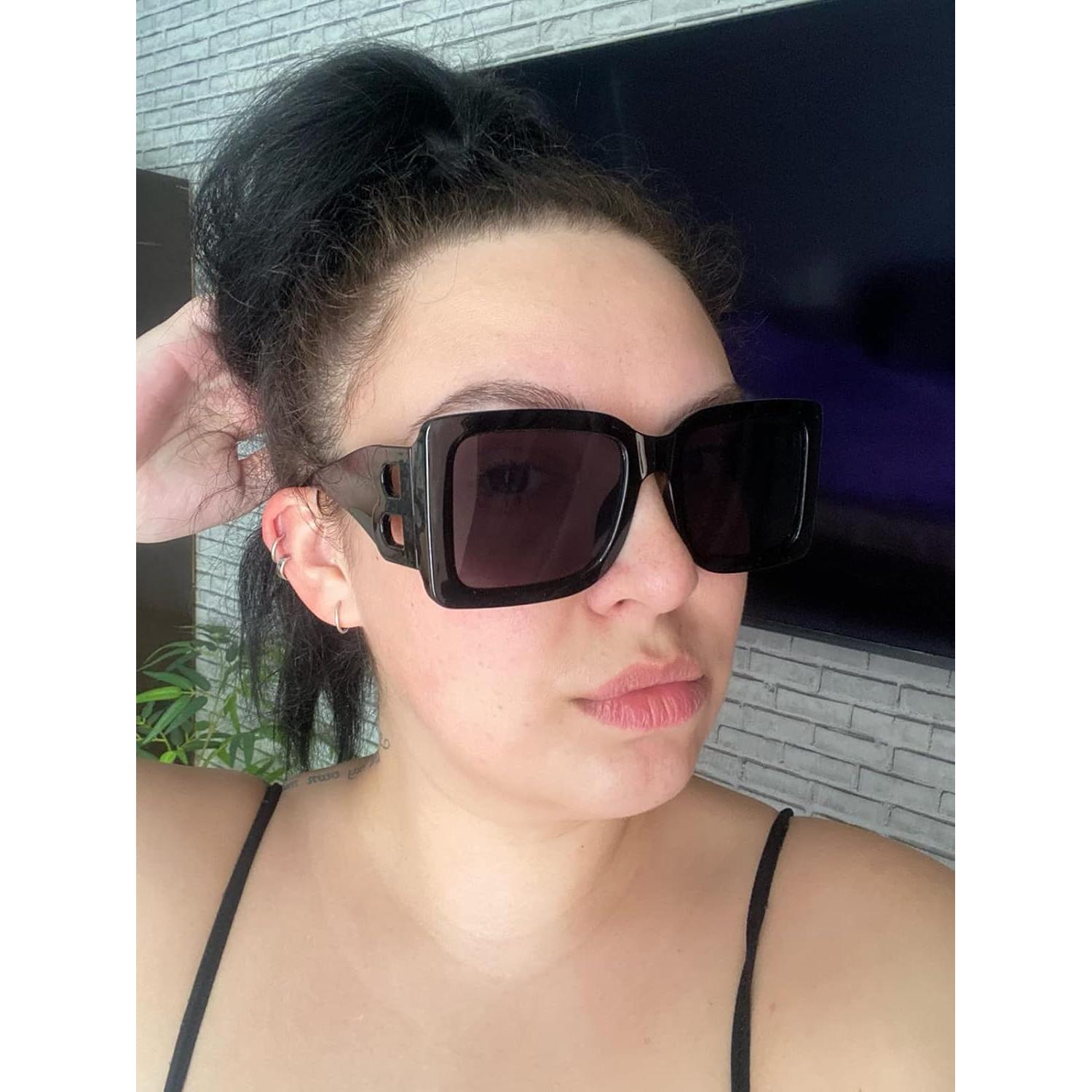 Gafas de sol cuadradas PORADAY UV400 unisex marco negro