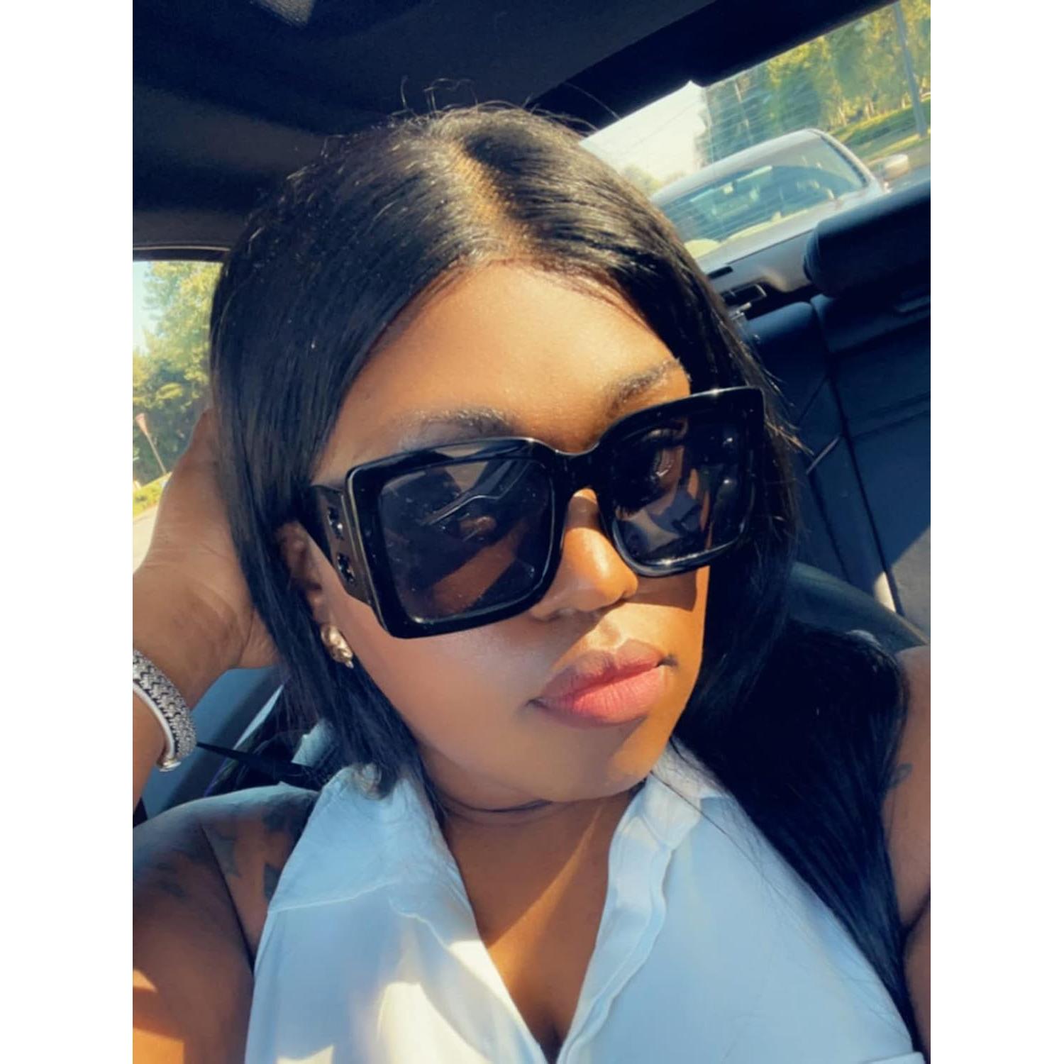 Gafas de sol cuadradas PORADAY UV400 unisex marco negro