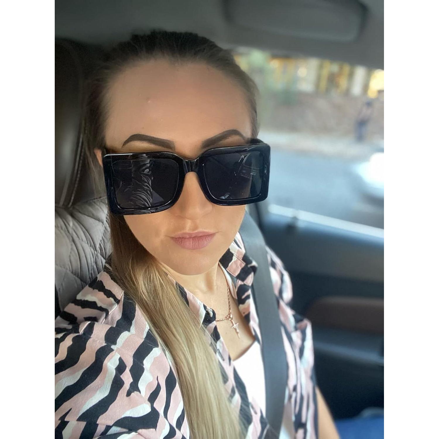 Gafas de sol cuadradas PORADAY UV400 unisex marco negro