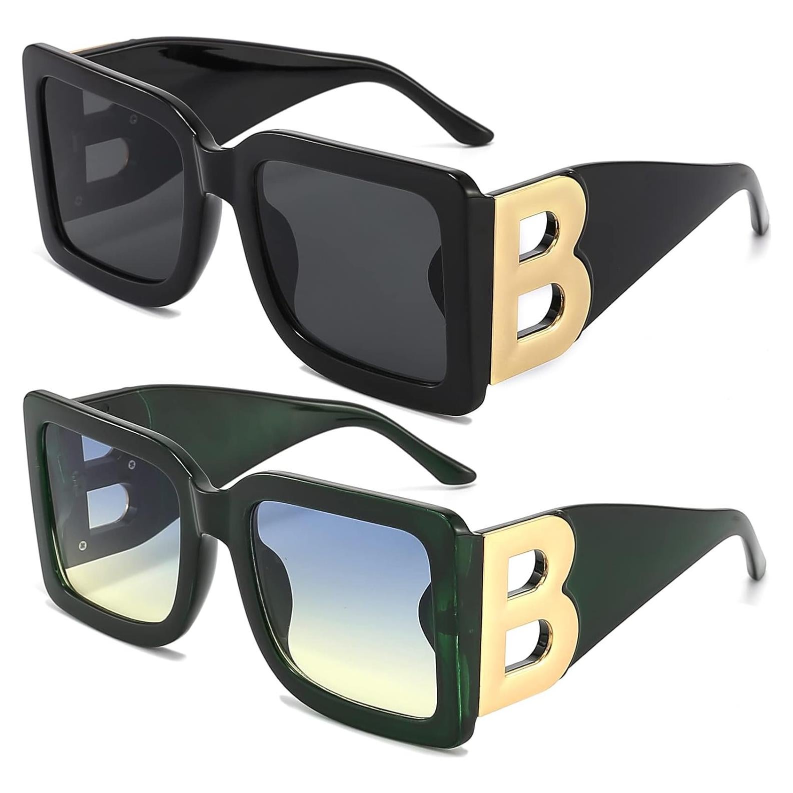 Gafas de sol cuadradas PORADAY UV400 unisex marco negro