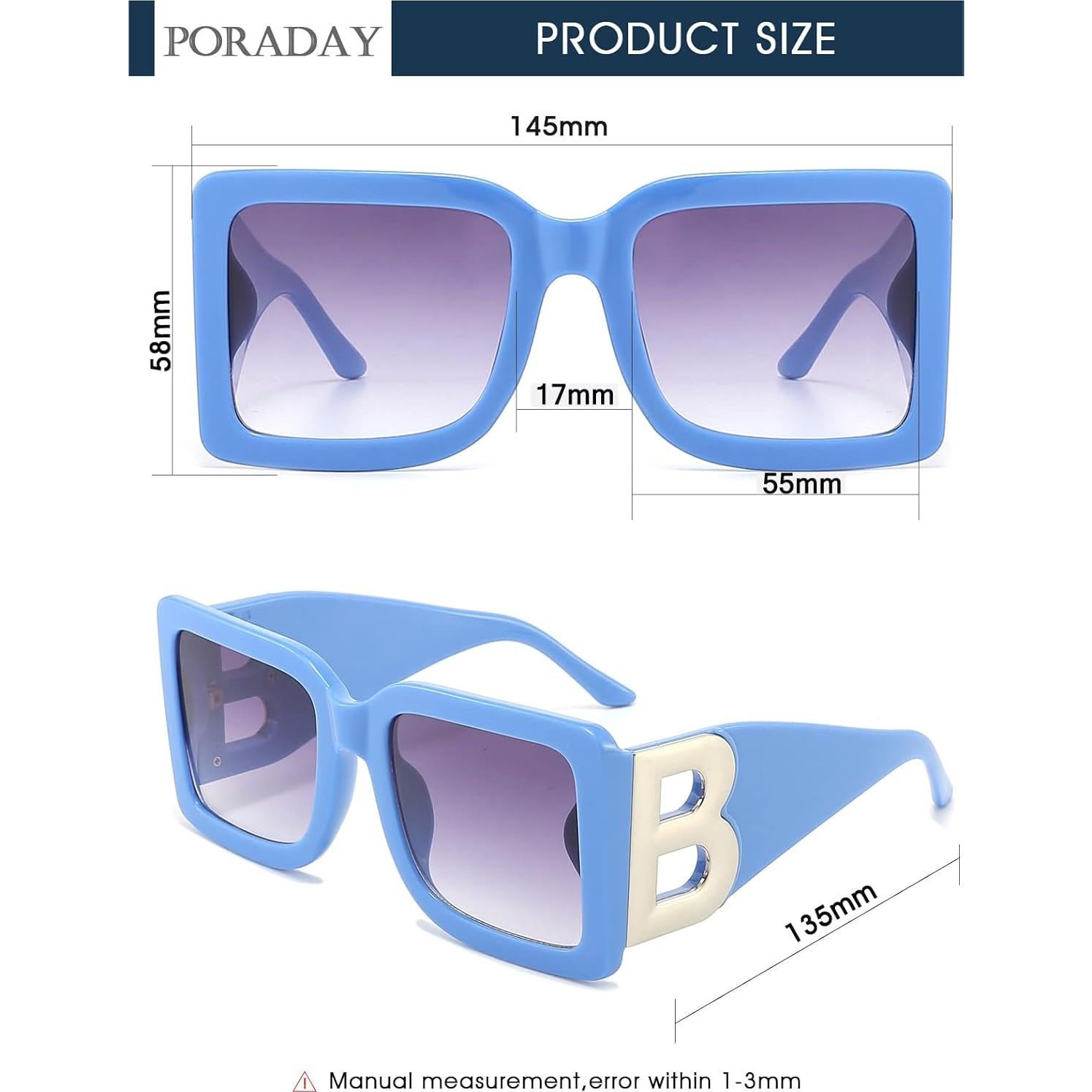 Gafas de sol cuadradas PORADAY UV400 para unisex