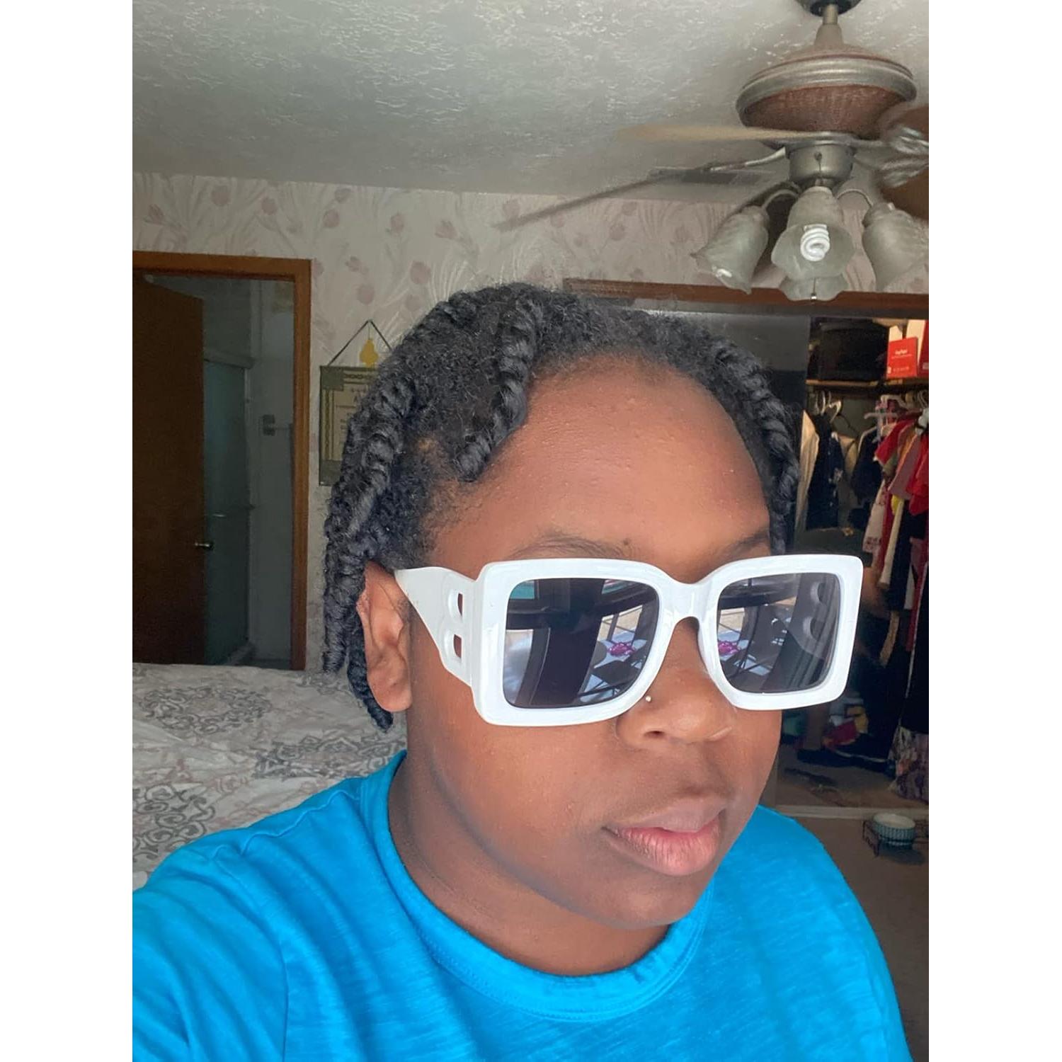 Gafas de sol cuadradas PORADAY UV400 unisex marco negro