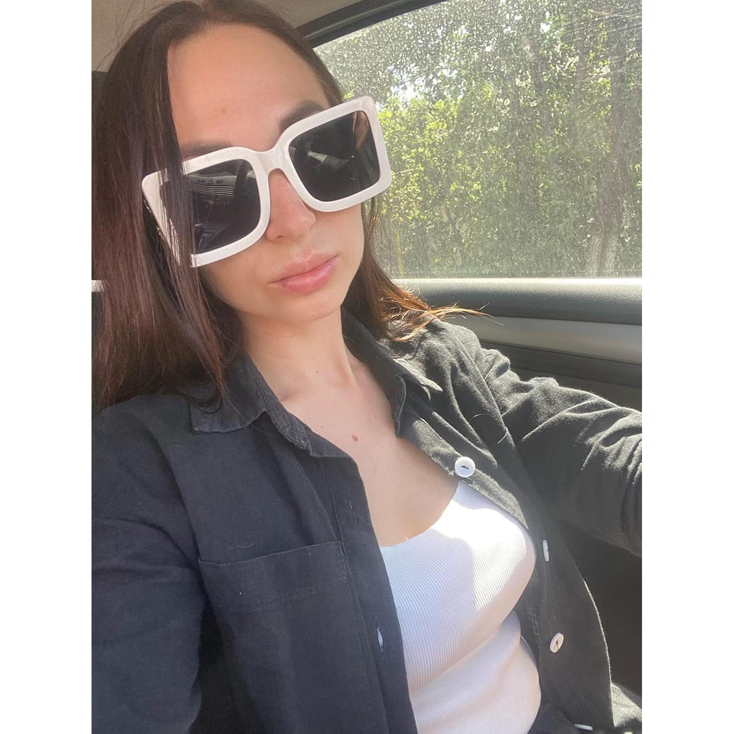 Gafas de sol cuadradas PORADAY UV400 unisex marco negro