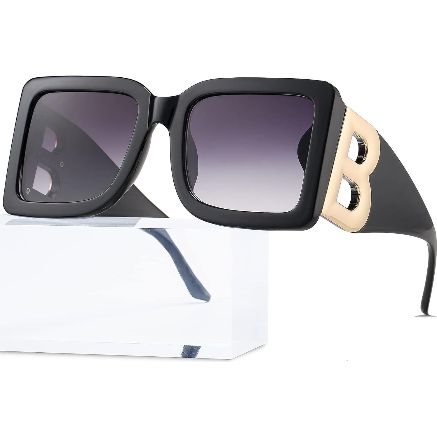 Gafas de sol cuadradas PORADAY UV400 unisex marco negro