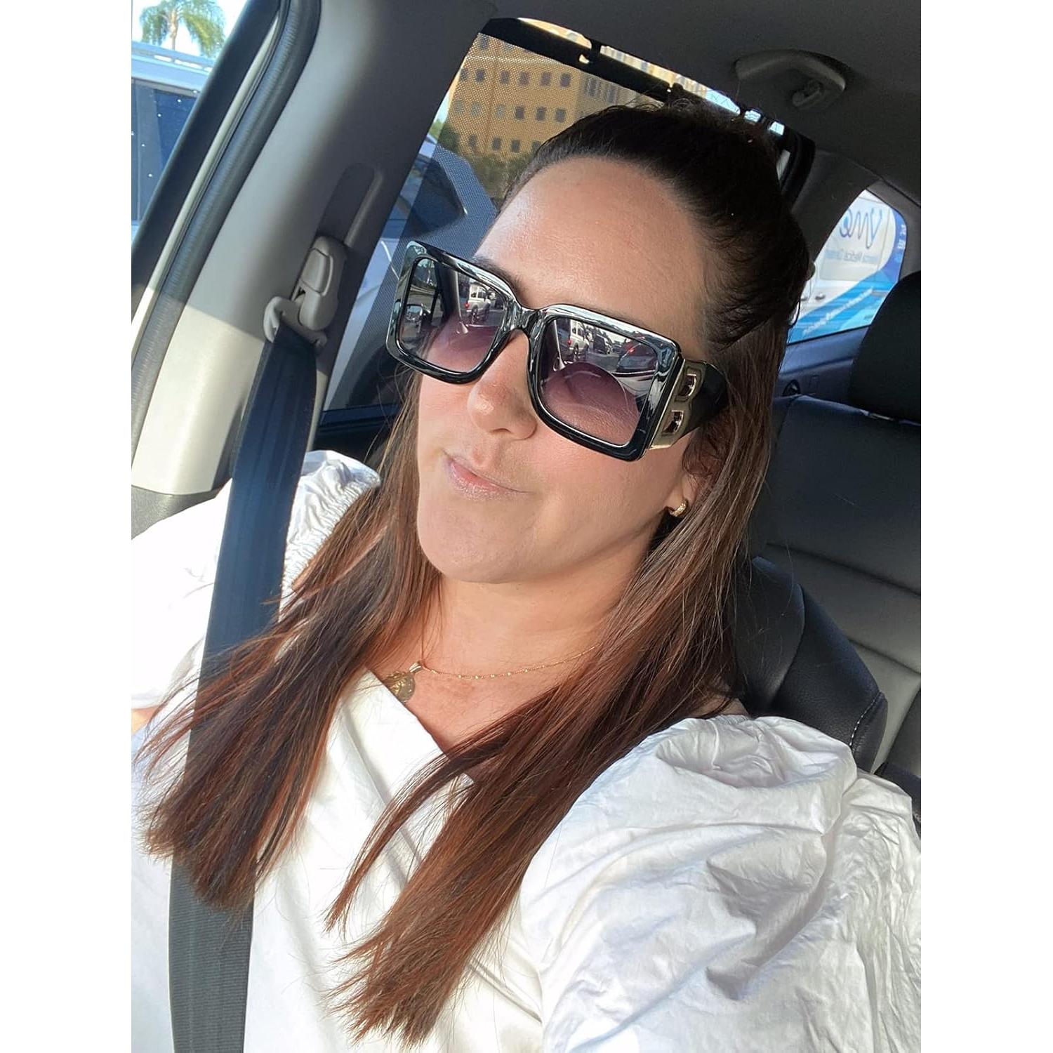 Gafas de sol cuadradas PORADAY UV400 unisex marco negro