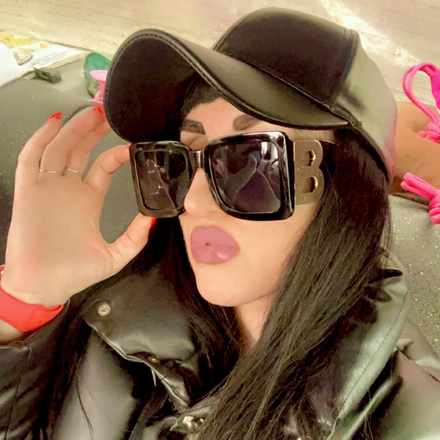 Gafas de sol cuadradas PORADAY UV400 unisex marco negro