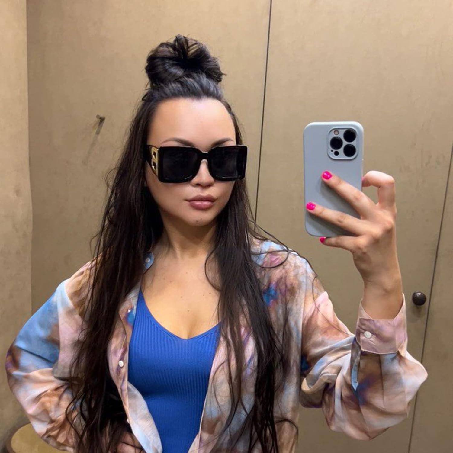 Gafas de sol cuadradas PORADAY UV400 unisex marco negro