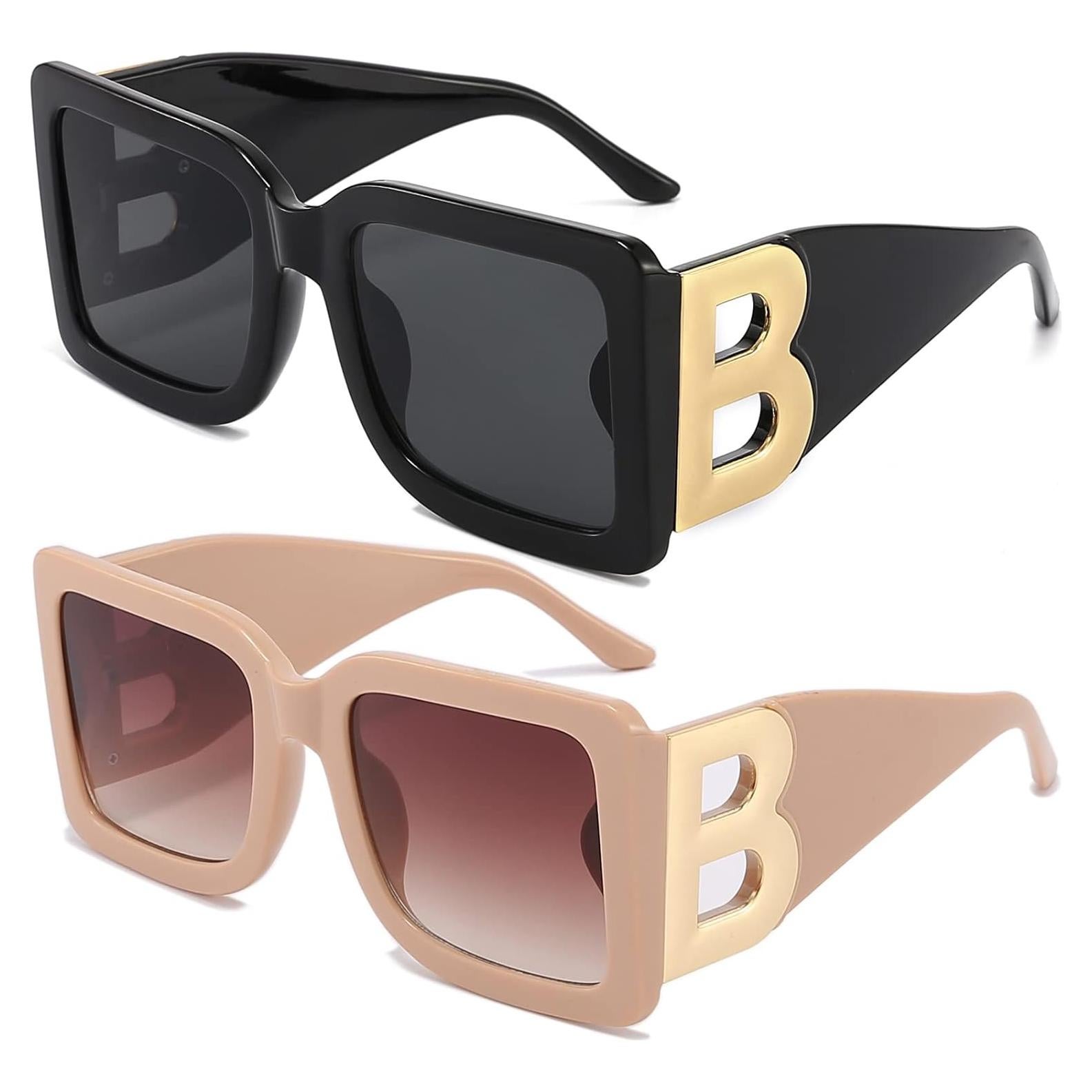 Gafas de sol cuadradas PORADAY UV400 unisex marco negro