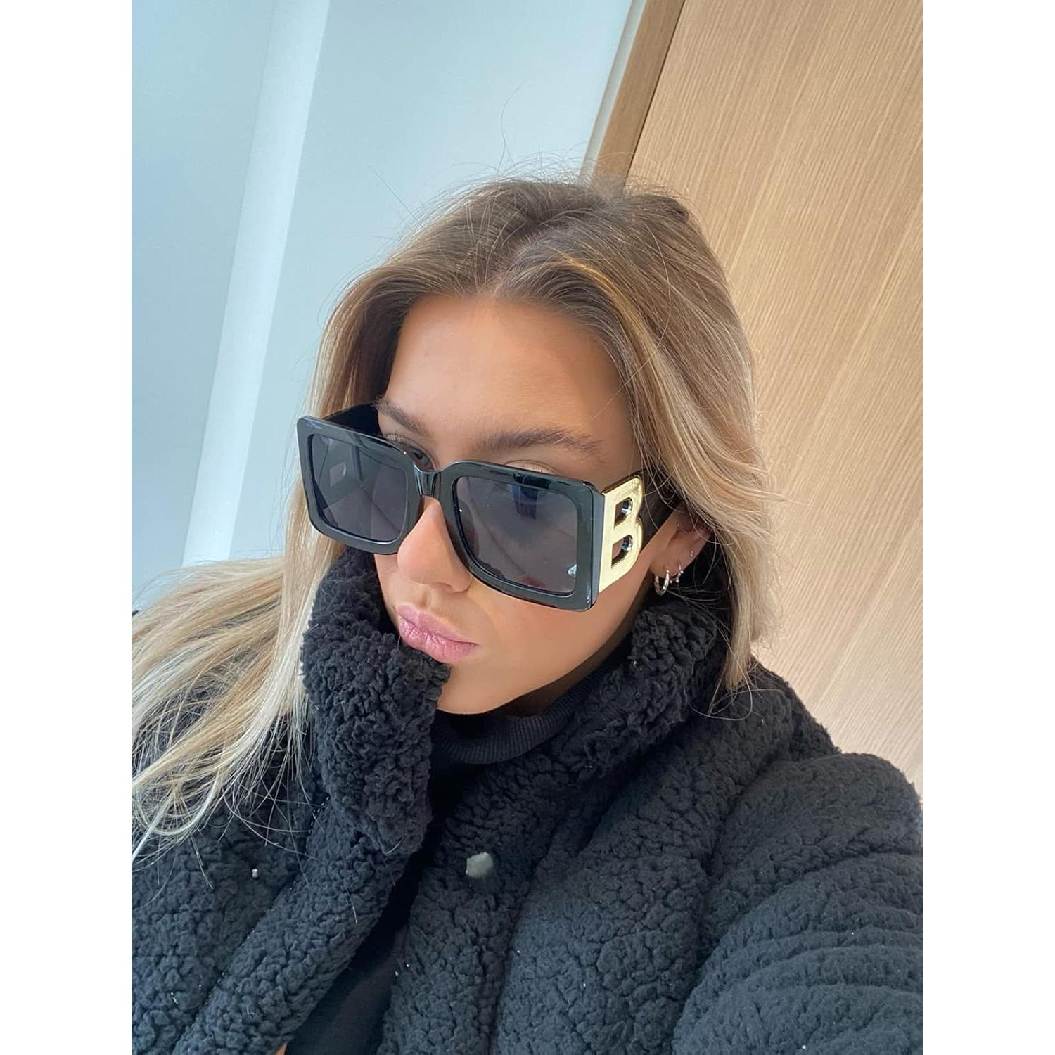 Gafas de sol cuadradas PORADAY UV400 unisex marco negro