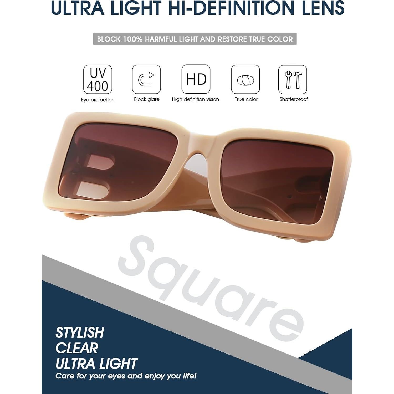 Gafas de sol cuadradas PORADAY UV400 para unisex