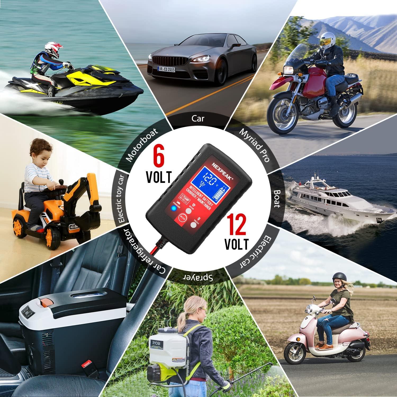 Cargador Mantenedor NEXPEAK 6V 12V Pantalla LCD 2 Años