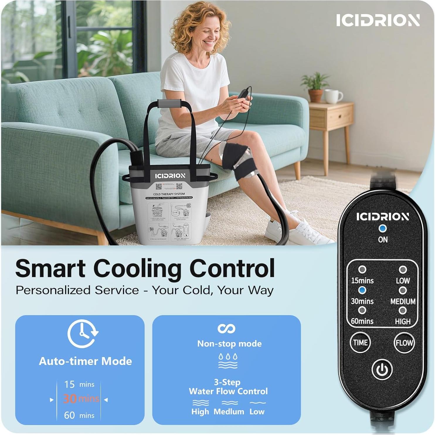 Máquina de Terapia Fría ICIDRION para Rodilla - Alivio Dolor Postquirúrgico