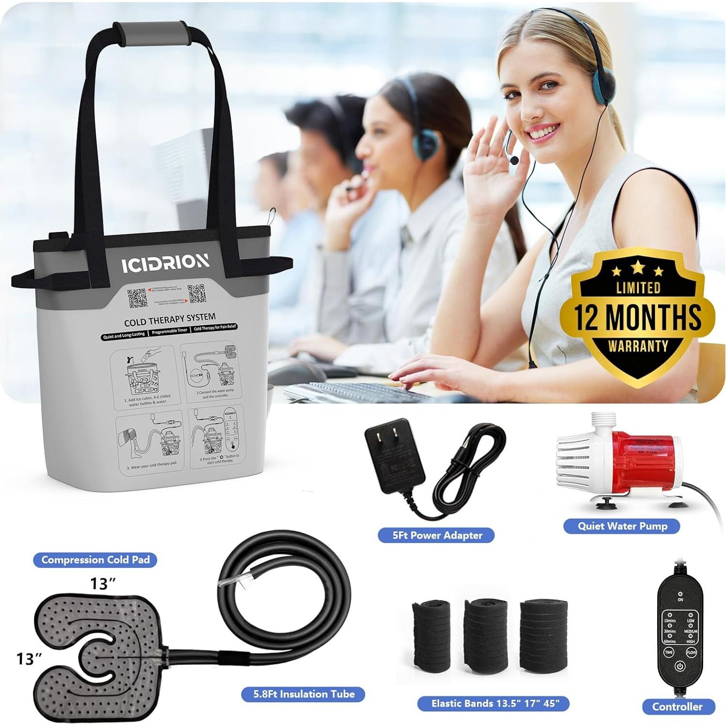 Máquina de Terapia Fría ICIDRION para Rodilla - Alivio Dolor Postquirúrgico