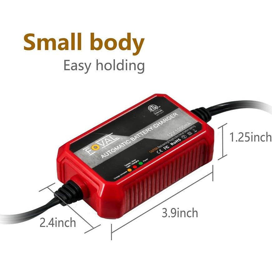 Cargador de Batería FOVAL BC-1A 12V 1A Automático