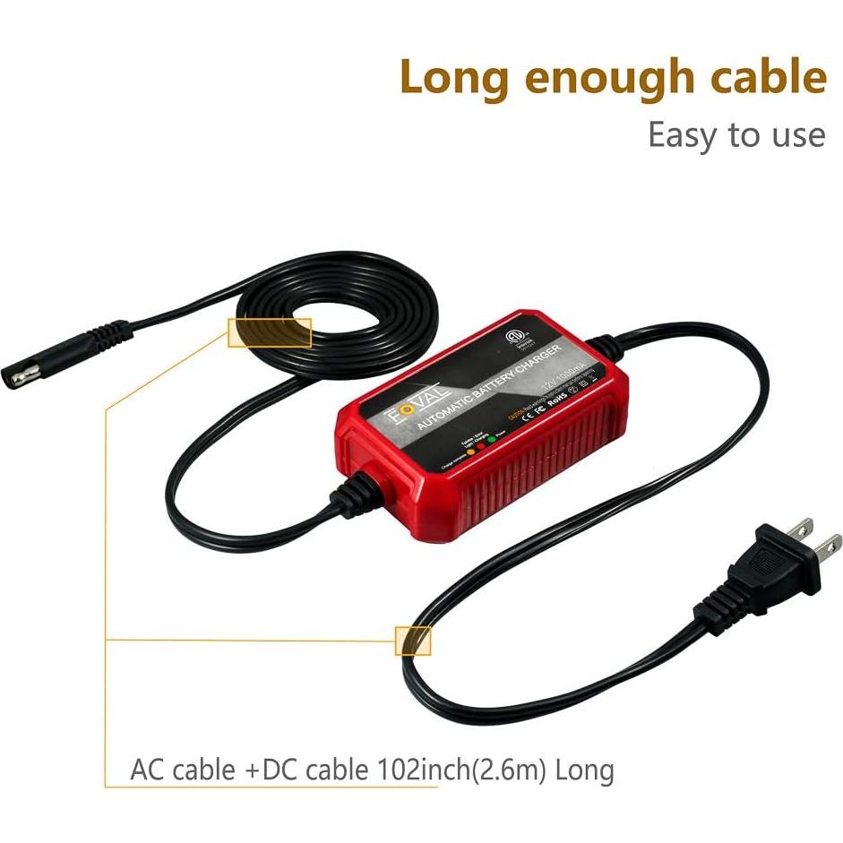 Cargador de Batería FOVAL BC-1A 12V 1A Automático