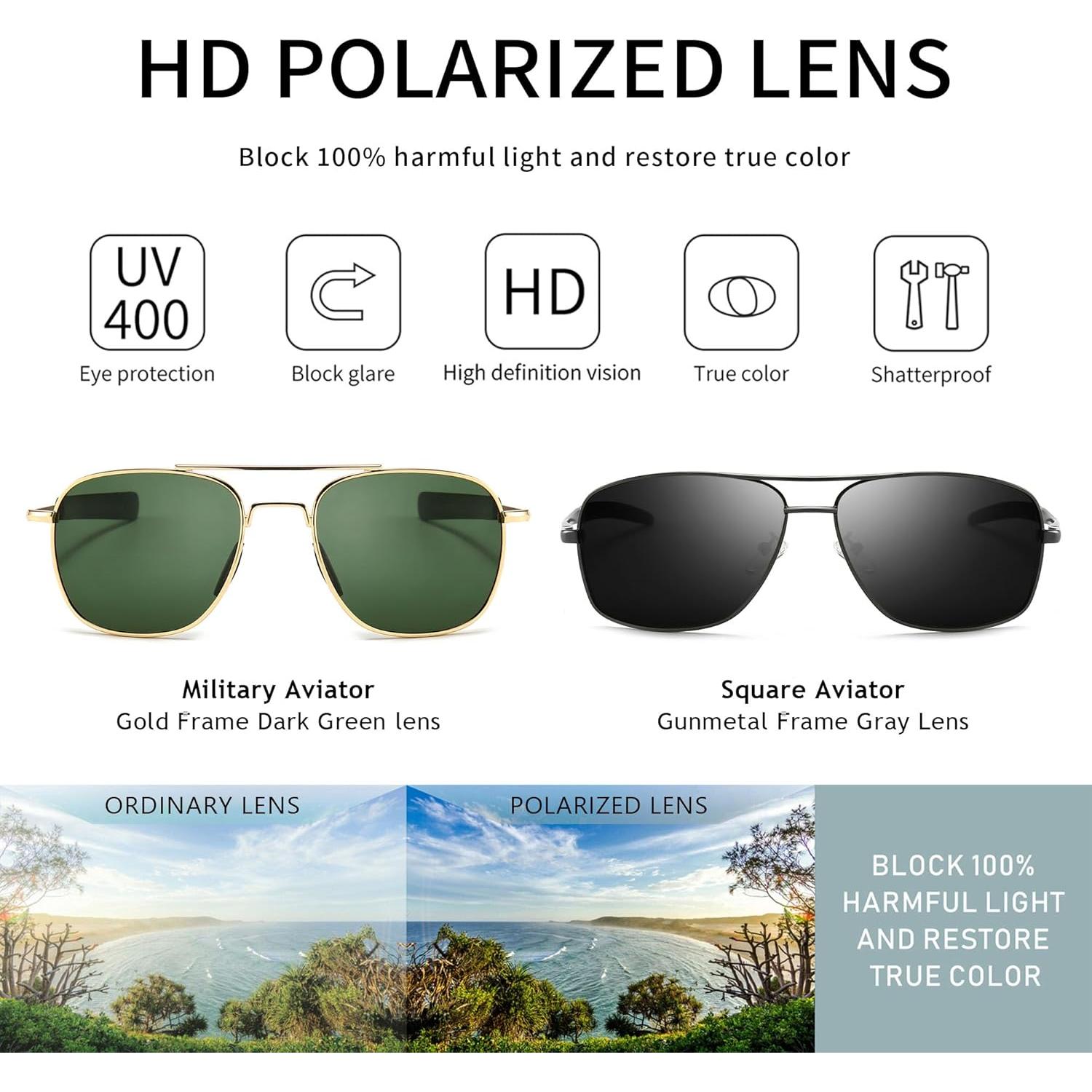 Gafas de Sol Piloto Polarizadas Sungait UV400 - Paquete de 2