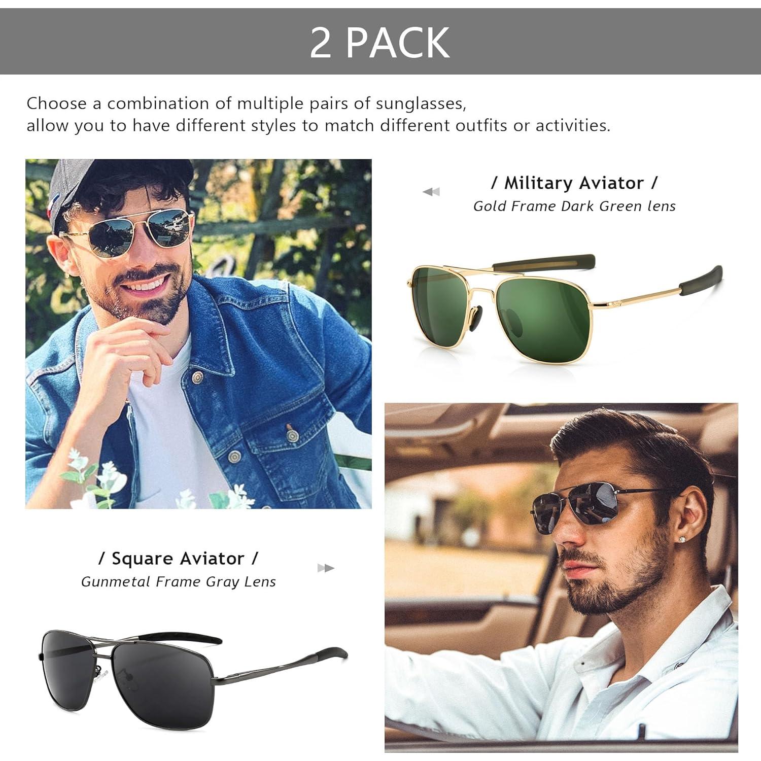 Gafas de Sol Piloto Polarizadas Sungait UV400 - Paquete de 2