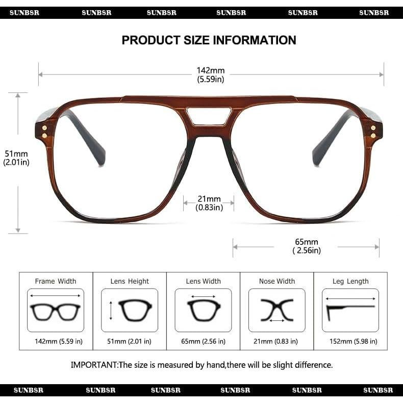 Gafas de Bloqueo de Luz Azul Retro Aviador SUNBSR Unisex