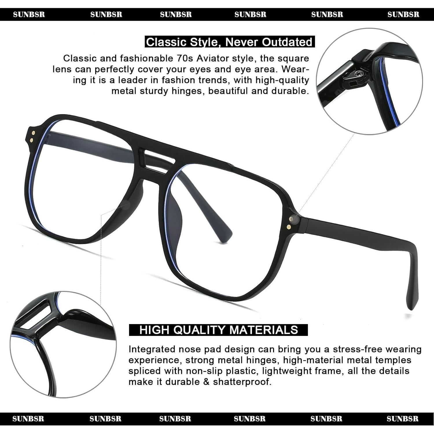 Gafas de Bloqueo de Luz Azul Retro Unisex Aviador SUN038B