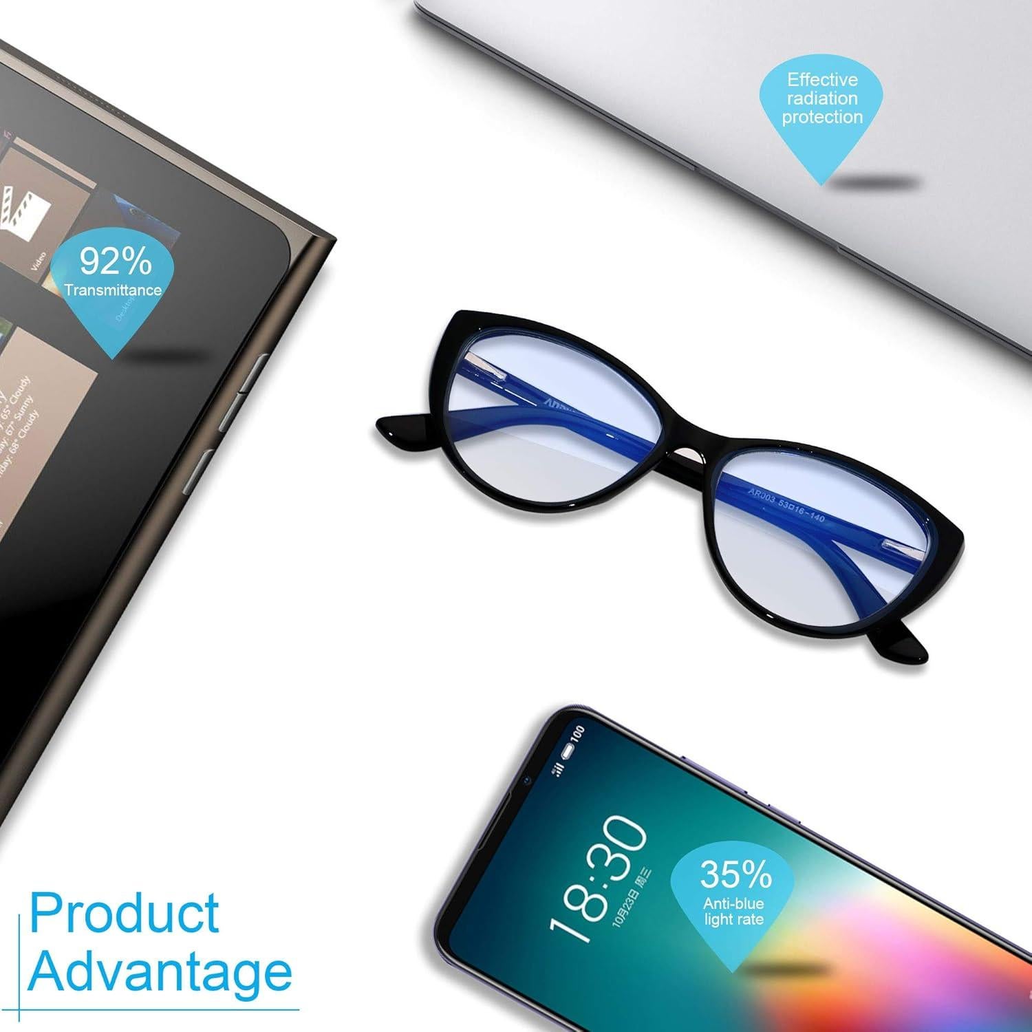 Gafas de Luz Azul ANDWOOD Ojos de Gato Negro UV400