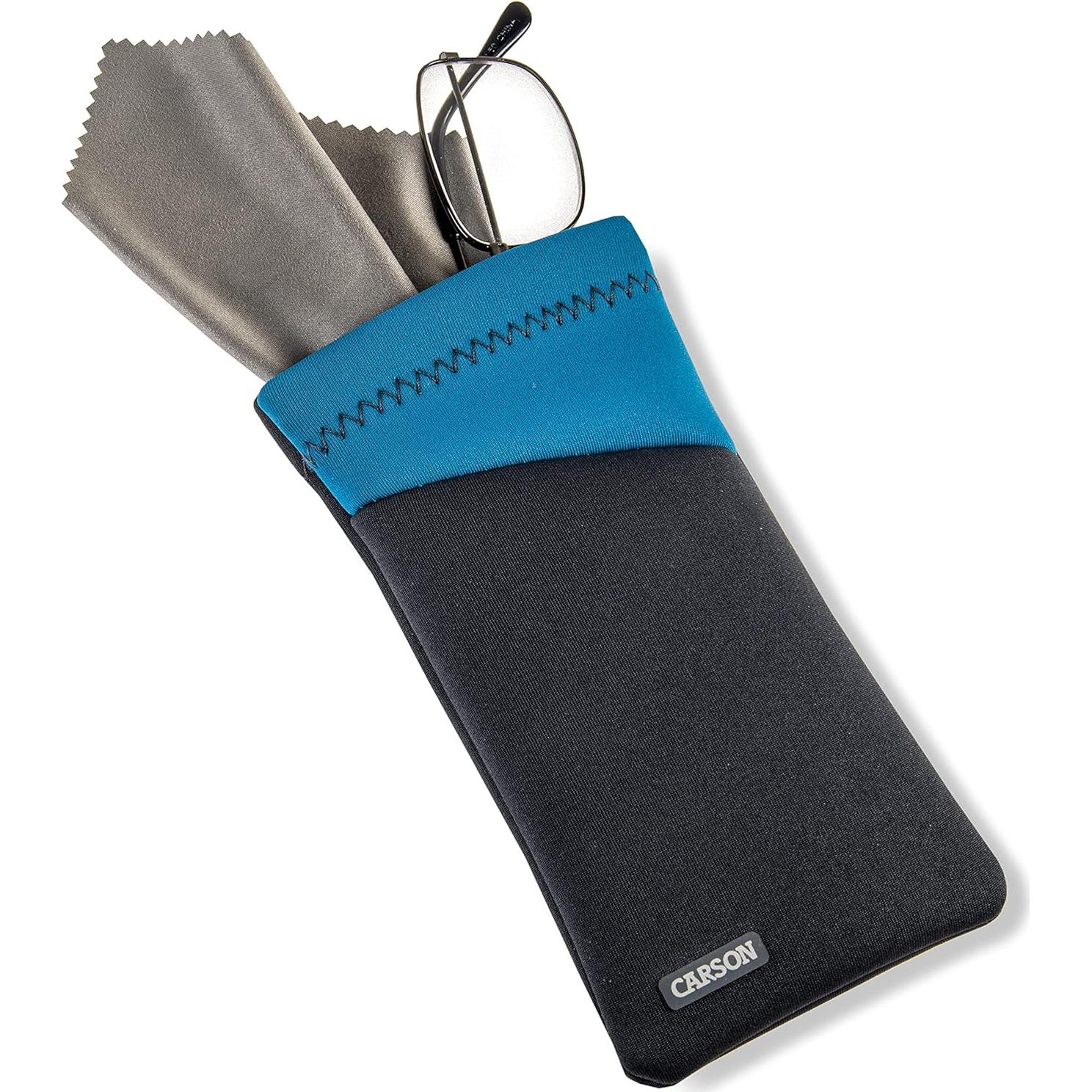 Funda para Gafas Carson Azul con Paño de Microfibra 9.1x17.5cm