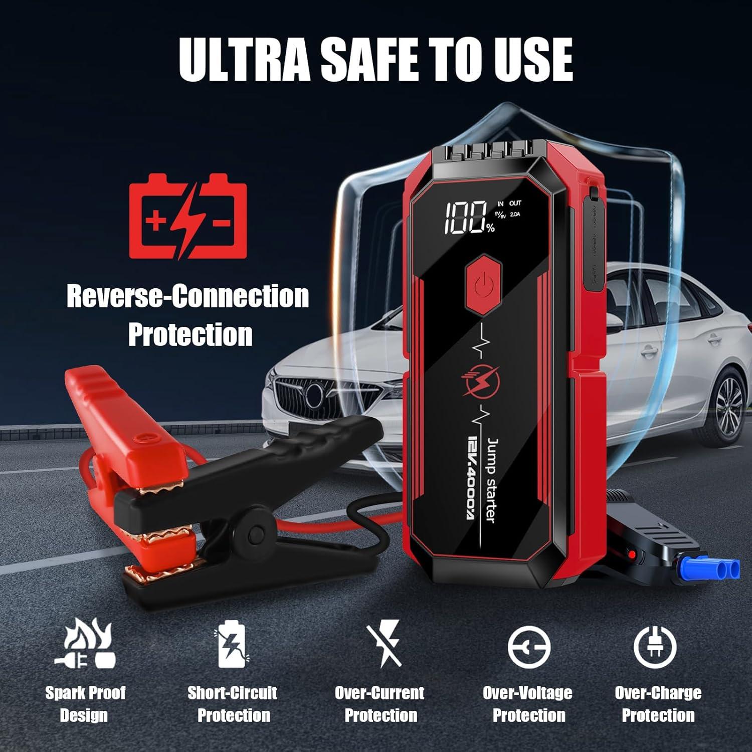 Arrancador de Salto PowQ B03 4000A 20000mAh Portátil