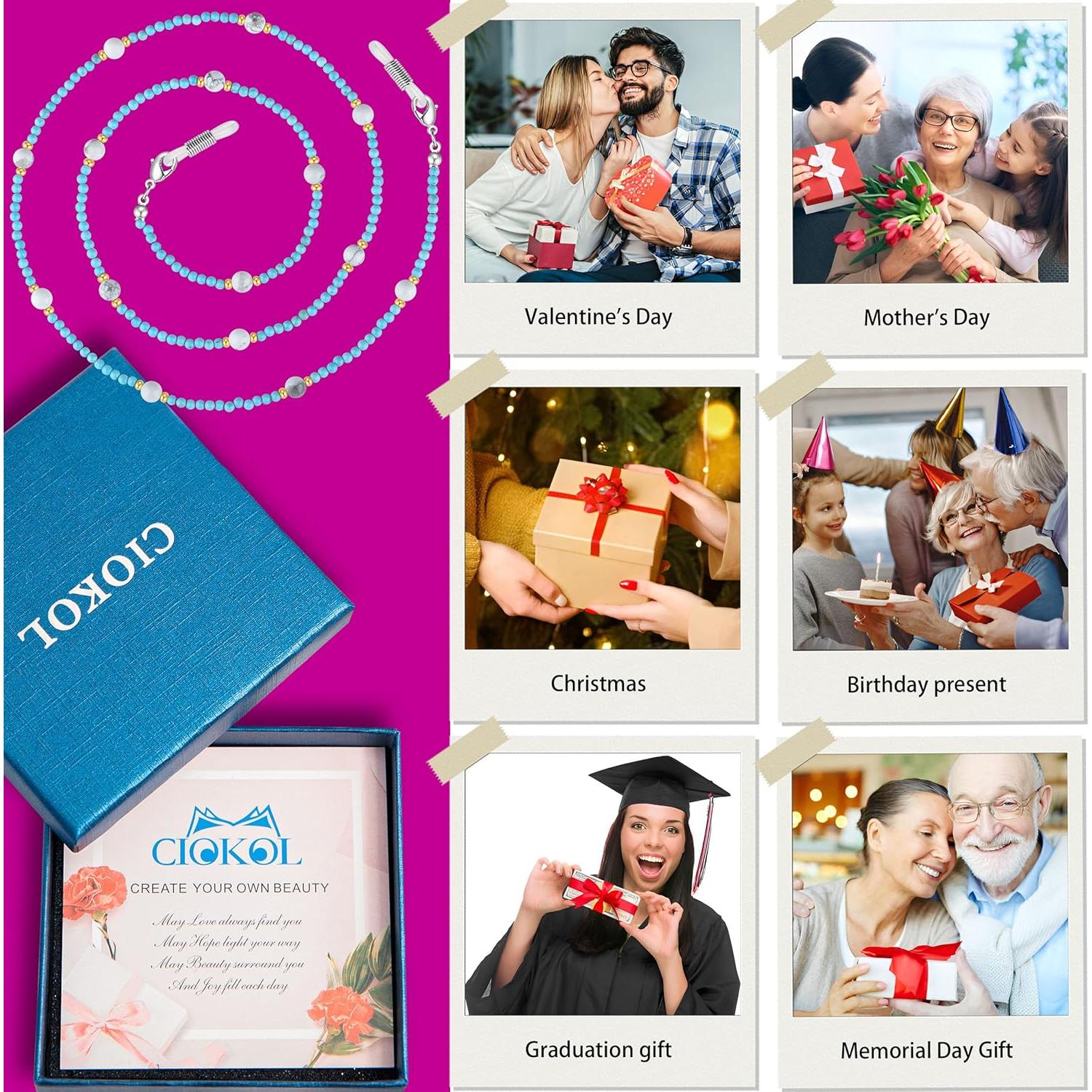 Cadena de Gafas Harmony - Soporte de Piedra Natural 78.74 cm