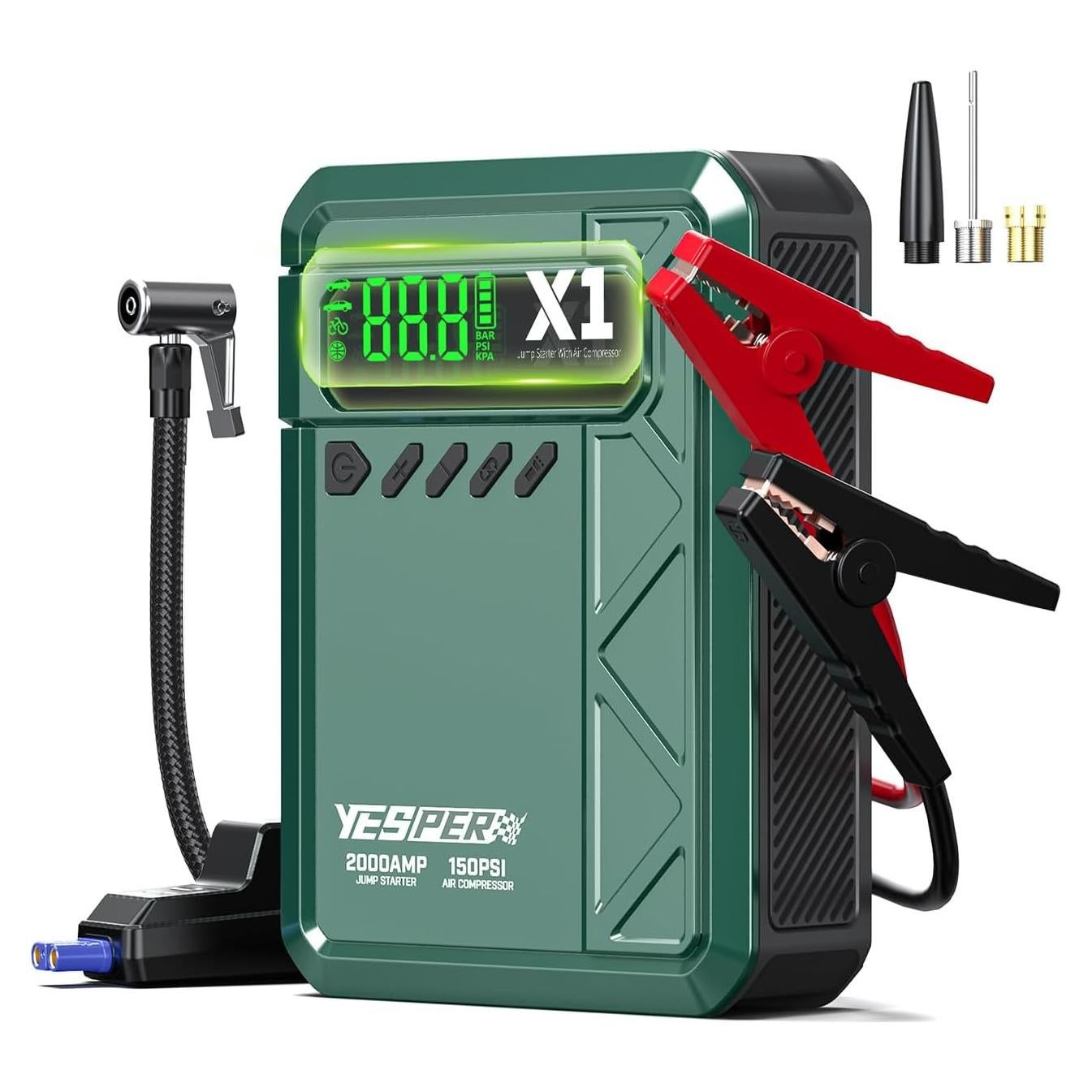 YESPER Arrancador de Coche X1 2000A con Compresor 150PSI