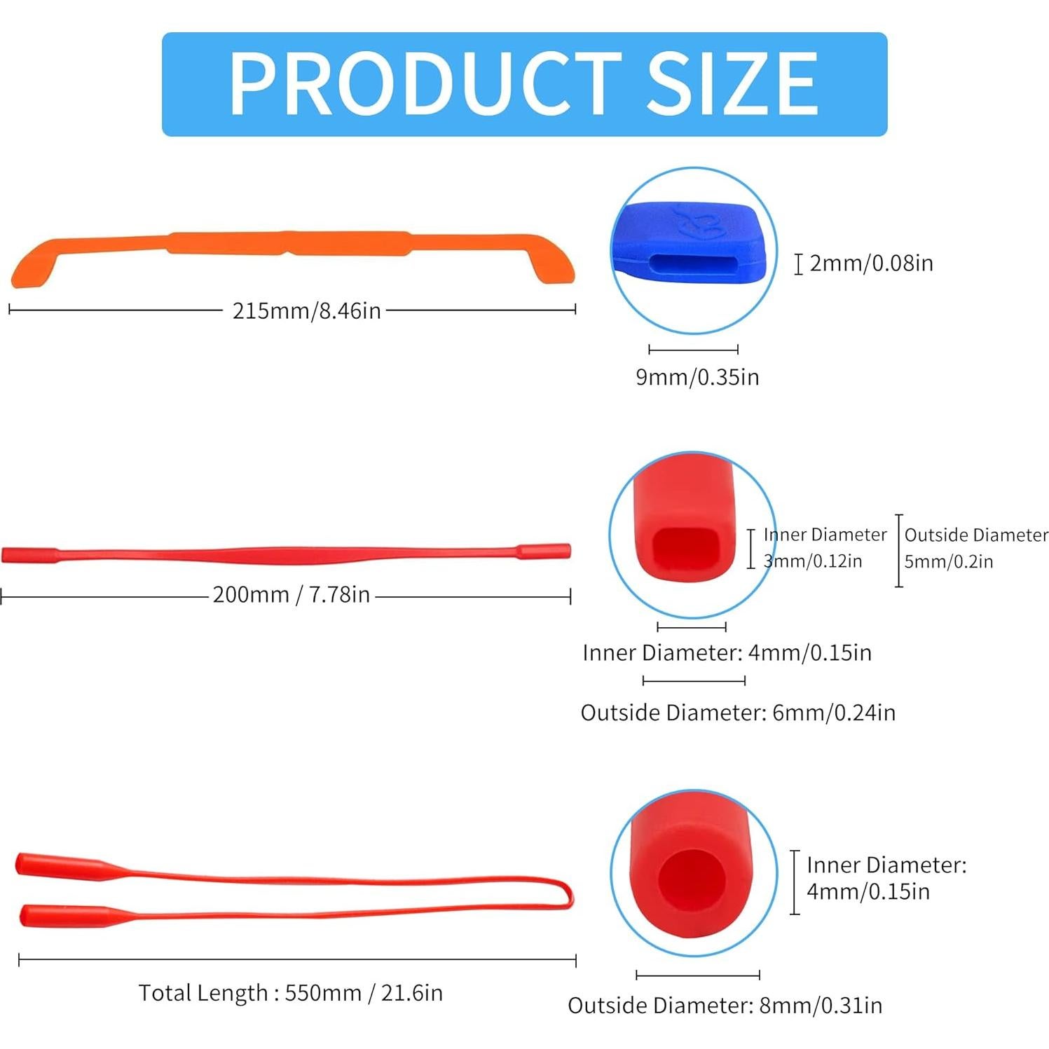 12 Correas de Gafas de Silicona para Niños y Adultos