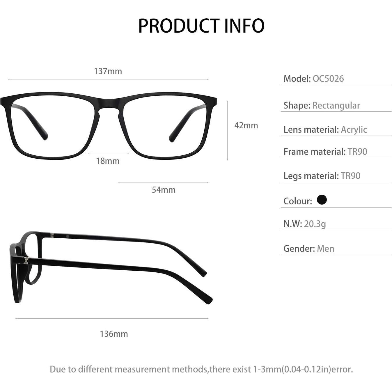 Gafas de Lectura Rectangulares OCCI CHIARI para Hombre 1.0x-3.5x