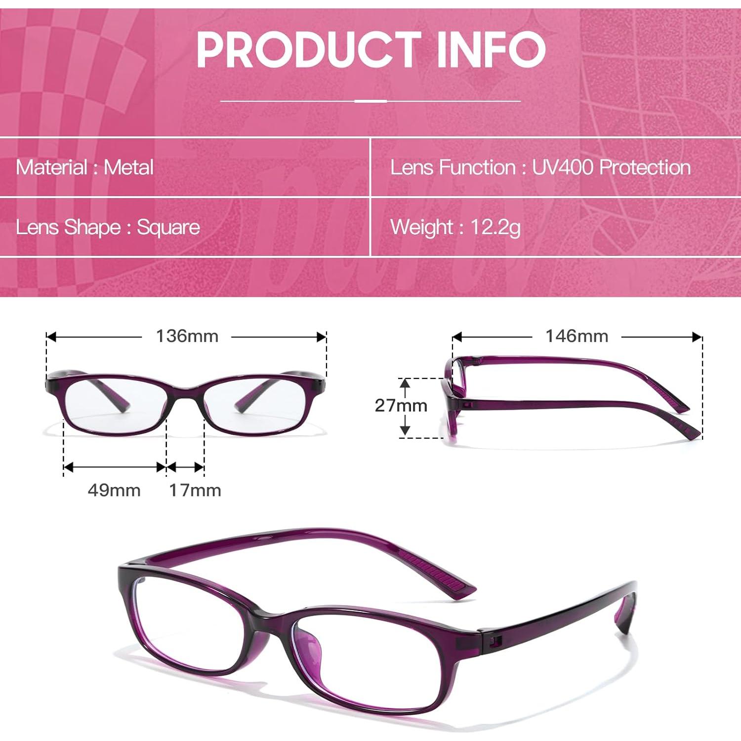 Gafas Rectangulares Y2K Anti-Luz Azul Morado Claro