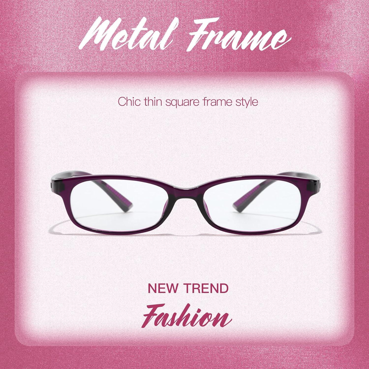 Gafas Rectangulares Y2K Anti-Luz Azul Morado Claro