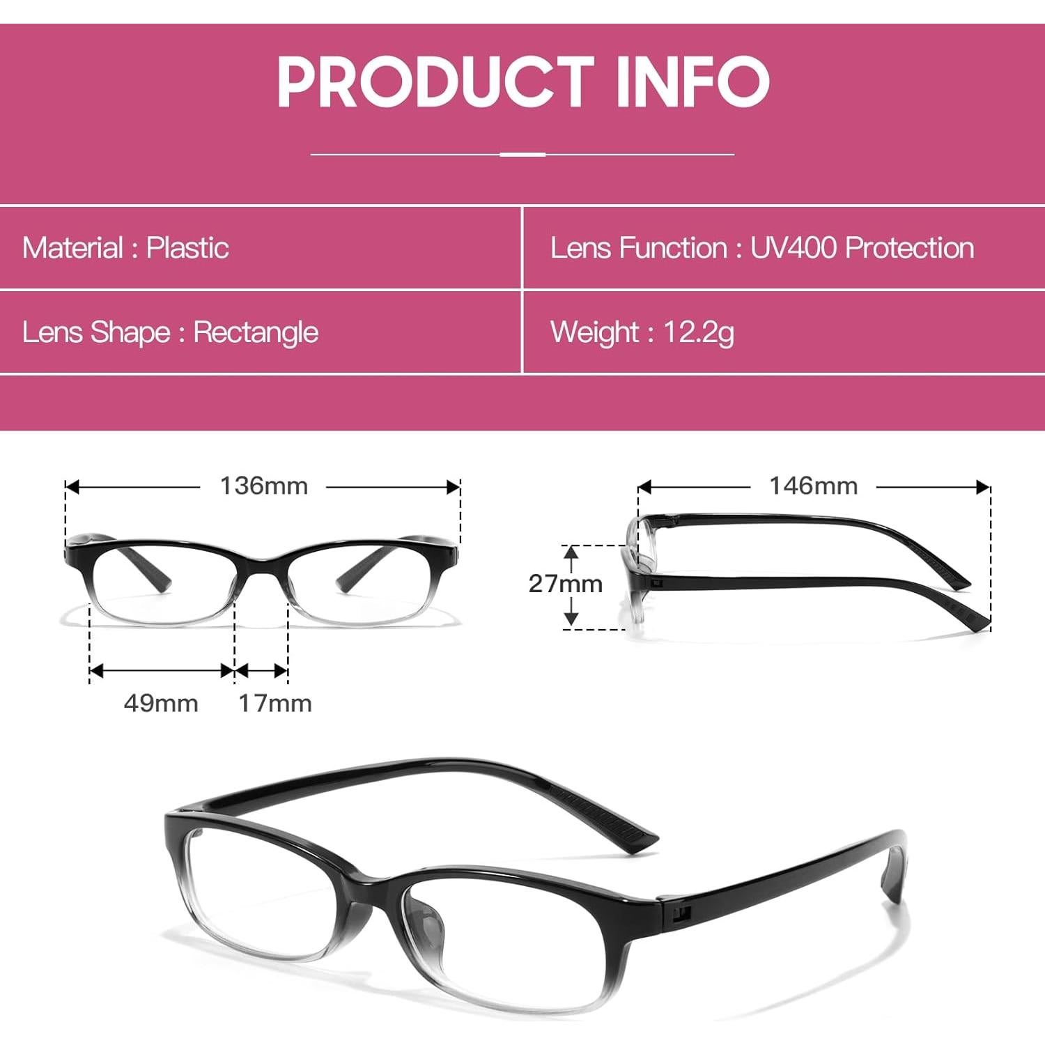 Gafas Rectangulares Y2K Anti-Luz Azul Marco Negro