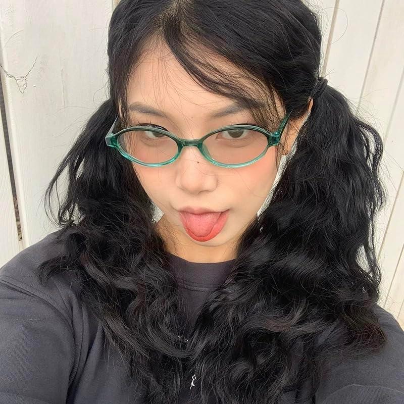 Gafas Falsas Rectangulares Y2K Anti-Luz Azul Verde