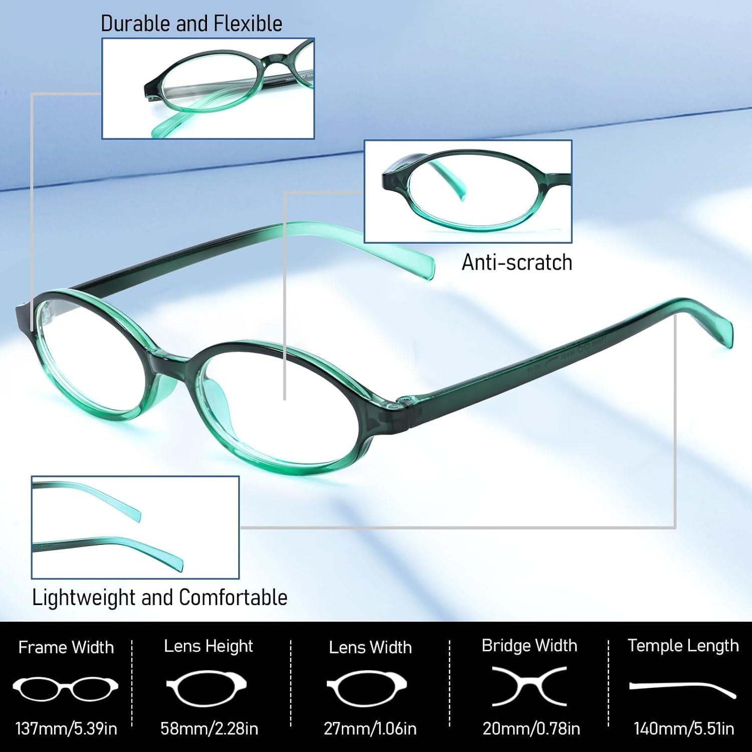 Gafas Falsas Rectangulares Y2K Anti-Luz Azul Verde