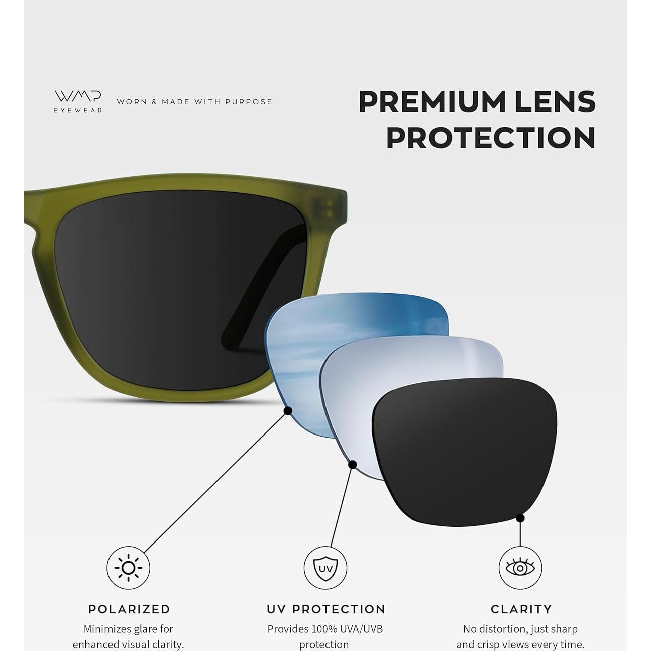 Gafas de Sol WMP Pro Cuadradas Polarizadas para Hombres